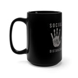 Social Distancing Black Mug 15oz for right-handers