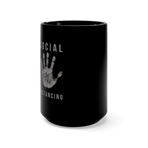 Social Distancing Black Mug 15oz for right-handers