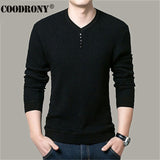 Sweater Men Casual V-Neck Pullover Slim Fit Long Sleeve Knitted Cashmere Wool - Coodrony